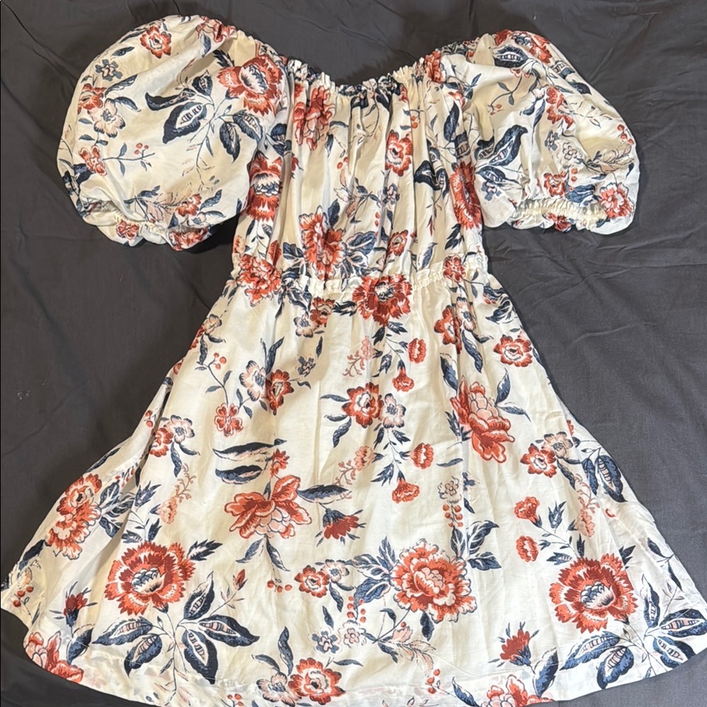 Lucky Brand White and Blue Floral Dress